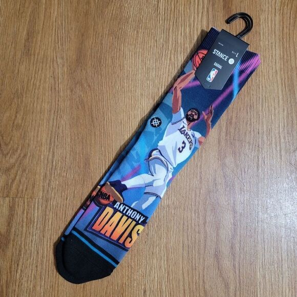 Stance X NBA Anthony Davis Fast Break Socks Crew Length Infiknit LA Lakers L - Picture 3 of 9